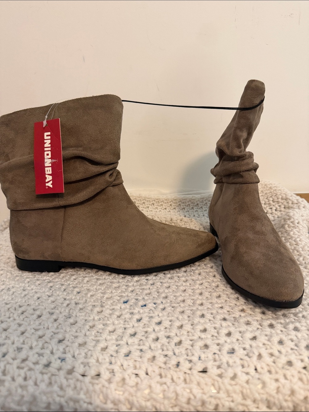 UNIONBAY sloane Taupe Slouchy Suede Ankle Boots size 7.5